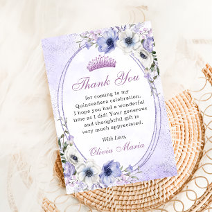 Quinceañera bloem vlinder tiara dank je kaart