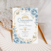 Quinceanera Bloemen Baby Blauw Goud Kaart