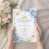 Quinceanera Bloemen Baby Blauw Goud Kaart