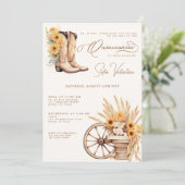 Quinceañera Bloemen Charro Zonnebloem Landelijk Ru Kaart (Staand voorkant)