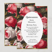 Quinceanera bloemen rode witte rozen Birthday Kaart (Voorkant / Achterkant)