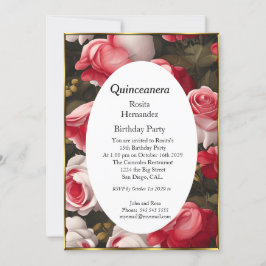 Quinceanera bloemen rode witte rozen Birthday Kaart