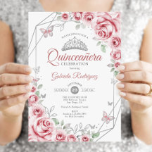 Quinceanera Bloemen Roze Zilver