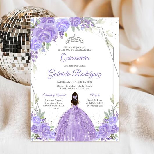 Quinceanera Bloemen Uitnodiging