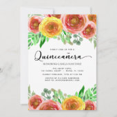 Quinceañera Bloemen Waterverf Groen Kaart (Voorkant)