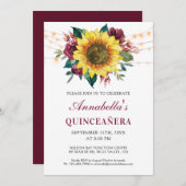 Quinceanera Bloemen Zonnebloem Lichten Partij Kaart (Voorkant / Achterkant)