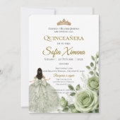 Quinceañera bloemengroen kaart (Voorkant)