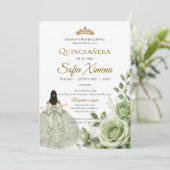 Quinceañera bloemengroen kaart (Staand voorkant)