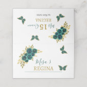 Quinceañera Bloemengroen Plaatskaartje (Buitenkant ongevouwen)