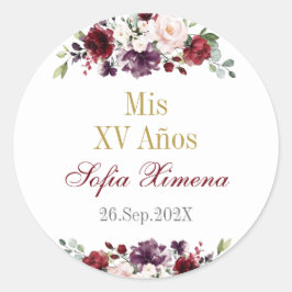 Quinceañera bloemenrood ronde sticker