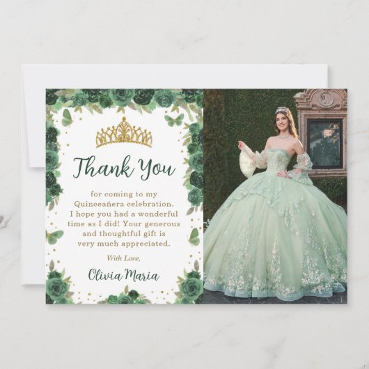 Quinceañera Bloemenvlinder Foto Dank u kaart (Voorkant)