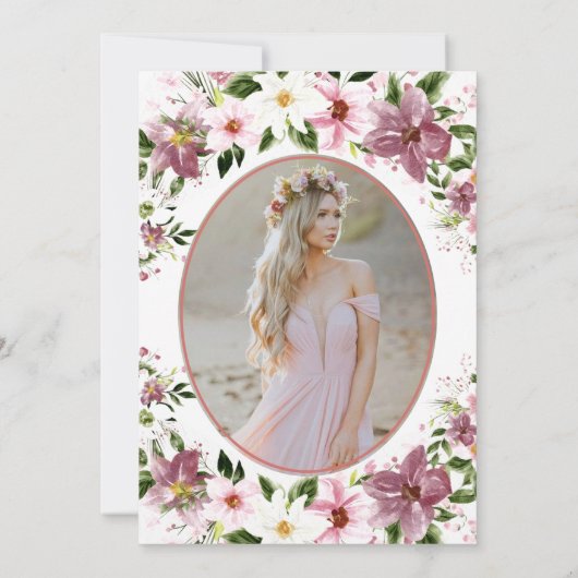 Quinceañera Bloemenvlinders Verjaardag Foto Kaart (Achterkant)