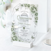 Quinceanera Bloemige Salie Groen Zilver