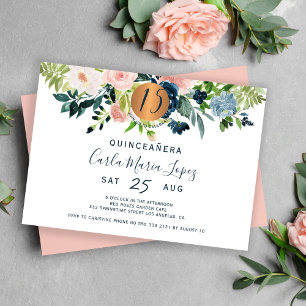 Quinceañera bloemige waterverf chic verjaardagsfee kaart