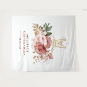 Quinceanera bloemrijke namaak gouden jurk 15e verj wandkleed (Voorkant (horizontaal))