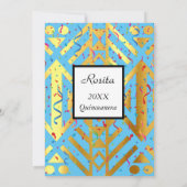 Quinceanera blue confetti Gold jarig feest Kaart (Achterkant)