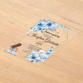 Quinceanera blue floral acryl uitnodigingen (Laagn)