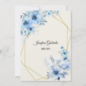 Quinceañera blue floral Invitation Kaart (Achterkant)
