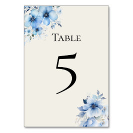 Quinceanera blue floral Table Number Card Kaart