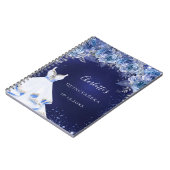 Quinceanera blue glitter jurk florele gast notitieboek (Linkerzijde)