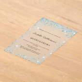 Quinceanera blue glitter winter party frosted acryl uitnodigingen (Laagn)