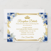 Quinceanera Blue Gold Floral Enclosure Card (Voorkant)