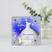 Quinceanera Blue Pearl Silver Winter Snowflakes Kaart (Staand voorkant)