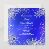 Quinceanera Blue Pearl Silver Winter Snowflakes Kaart (Achterkant)