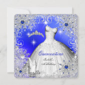 Quinceanera Blue Pearl Silver Winter Snowflakes Kaart (Voorkant)