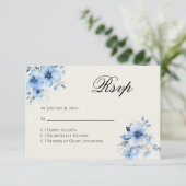 Quinceanera blue Reply RSVP Card Kaartje (Staand voorkant)