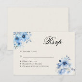Quinceanera blue Reply RSVP Card Kaartje (Voorkant / Achterkant)