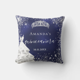 Quinceanera blue Silglitter tiara jurk Kussen