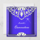 Quinceanera Blue Silver Diamond Party 15th 3 Kaart (Voorkant)