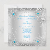 Quinceanera Blue Silver Winter Wonderland Kaart (Achterkant)