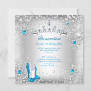 Quinceanera Blue Silver Winter Wonderland Kaart
