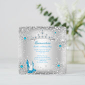 Quinceanera Blue Silver Winter Wonderland Kaart (Staand voorkant)