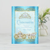 Quinceanera Blue-sprookje Cinderella Kaart (Staand voorkant)