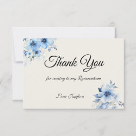 Quinceanera blue Thank You Card Bedankkaart