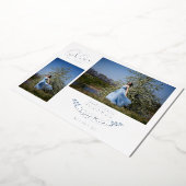 Quinceañera Blue Trendy Branches Spanish 2 Photos Folie Uitnodiging (Gedraaid)