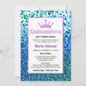 Quinceanera Blue Turquoise Glam Kaart (Voorkant)