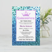 Quinceanera Blue Turquoise Glam Kaart (Staand voorkant)