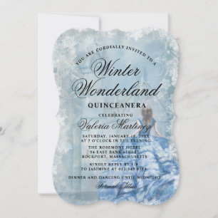 Quinceanera Blue Winter Wonderland Princess Invita Kaart