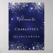 Quinceanera blue zilter glitter poster (Voorkant)