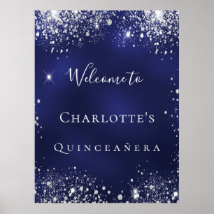 Quinceanera blue zilter glitter poster