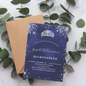 Quinceanera blue zilveren glitter kaart