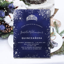 Quinceanera blue zilveren glitter
