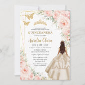 Quinceanera Blush Bloemen Champagne jurk jurk Kaart (Voorkant)