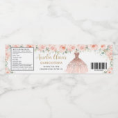 Quinceañera Blush Bloemen Jurk Sweet 16 Verjaardag Waterfles Etiket (Enkel label)