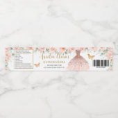 Quinceañera Blush Bloemen Jurk Sweet 16 Vlinder Waterfles Etiket (Enkel label)