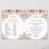 Quinceañera Blush Bloemen Pampas Padrinos Programm (Achterkant)